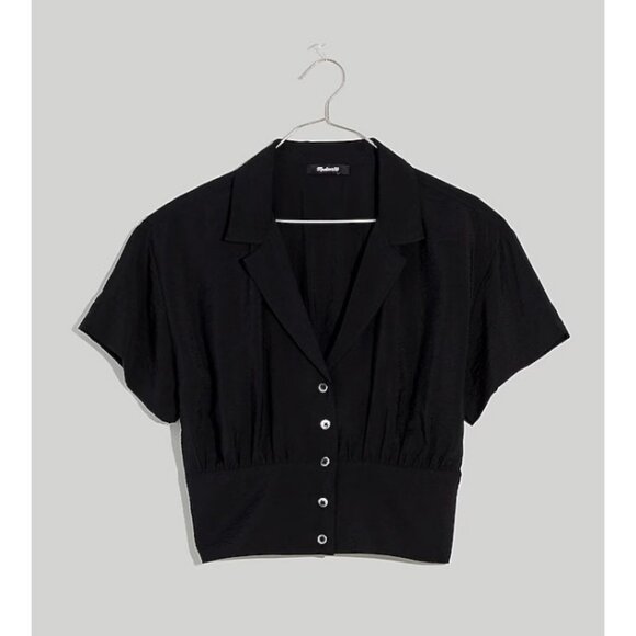 Madewell Tops - Madewell $92 Drapey Banded Bottom Button Down Top Black Size XXS NJ625